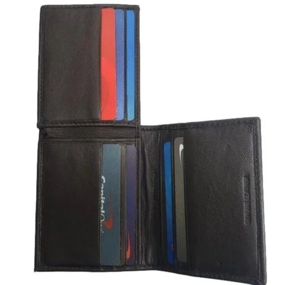 Men's Brown RFID Genuine Leather Sheep Cabretta L-Fold Wallet in Box - Picture 2 of 6